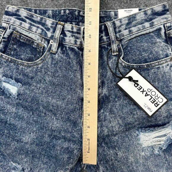 Rue21 Jeans Mens 28X26 Relaxed Cropped Blue Distressed Acid Wash Denim New - Picture 11 of 12